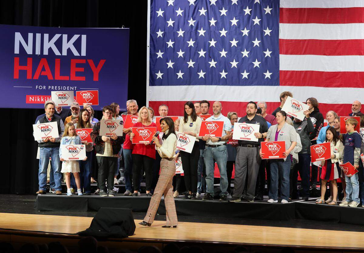 U.S. Presidential candidate Nikki Haley speaks at a campaign stop in Indian Land, S.C. on Friday, Feb. 2, 2024
