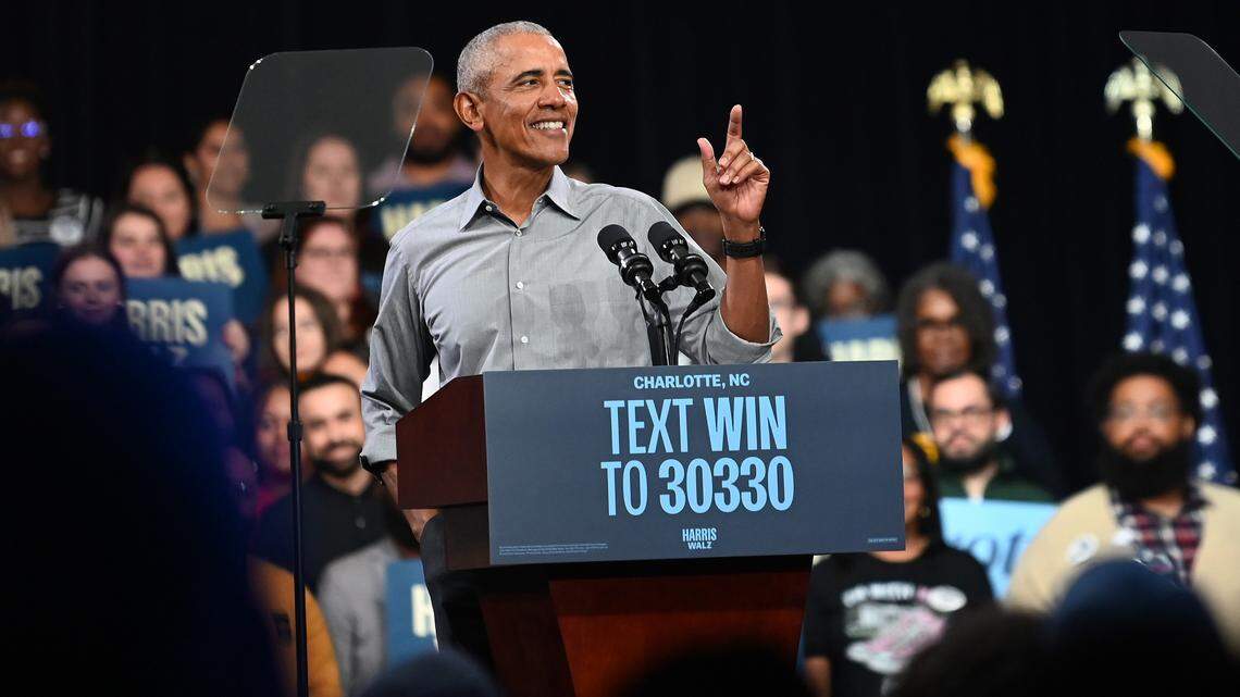 In Charlotte, former President Obama calls out ‘crazy stuff’ from NC’s Robinson, Morrow
