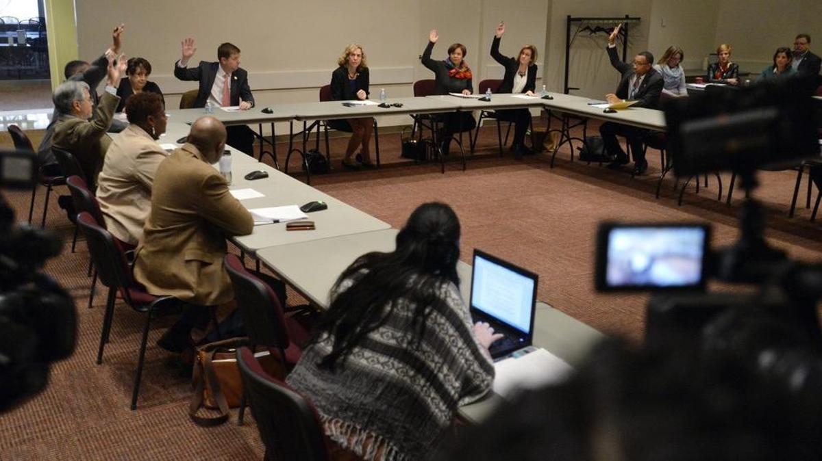 Charlotte Mayor Jennifer Roberts counts hands as Charlotte City Council voted to rescind the LGBT ordinance that prompted House Bill 2 in Devember 2016. A recent Elon University poll found only two percent of Charlotte voters said HB2 was the most pressing issue for the new mayor.