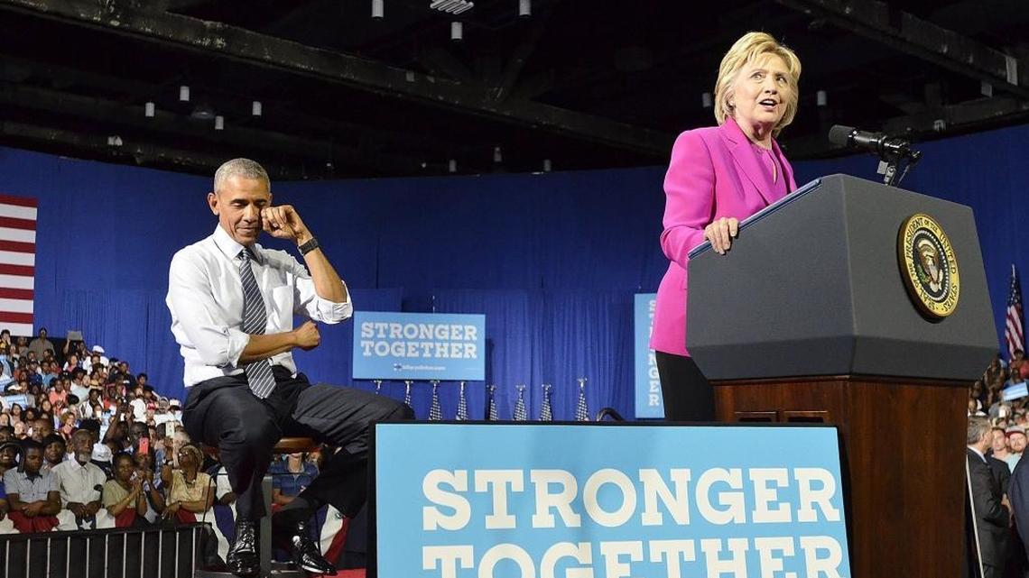 Democratic presidential candidate Hillary Clinton campaigned with President Barack Obama at the Charlotte Convention Center on July 5. Clinton will visit Charlotte’s historically black Johnson C. Smith University Thursday, not long after a new report underscored the lack of enthusiasm for her among many young African-American voters. Though Clinton is expected to easily out-poll Trump among African-Americans, she needs to approach the success President Barack Obama enjoyed among black voters in 2008 and 2012 to win battlegrounds such as North Carolina, Ohio and Florida.