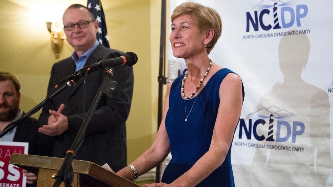 FILE – Deborah Ross, a Raleigh Democrat, after winning the Democratic U.S. Senate 2016 primary. Ross faces U.S. Sen. Richard Burr Thursday night in their first, and likely only, televised debate in North Carolina.