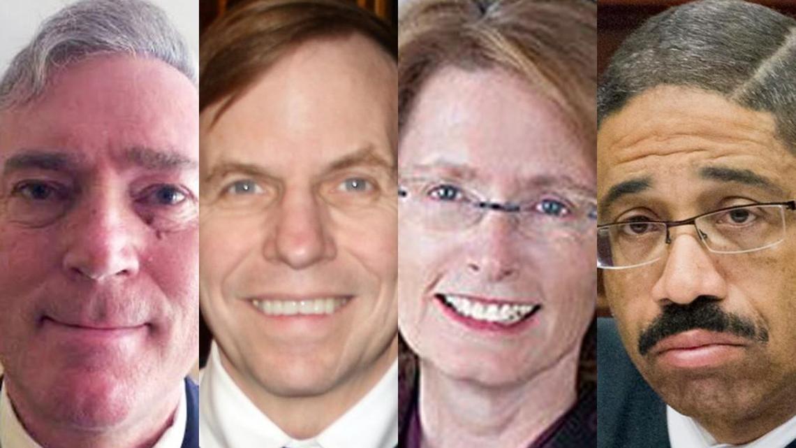 Candidates for N.C. Supreme Court, from left, Daniel Robertson, Robert Edmunds, Jr., Sabra Faires and Michael Morgan.