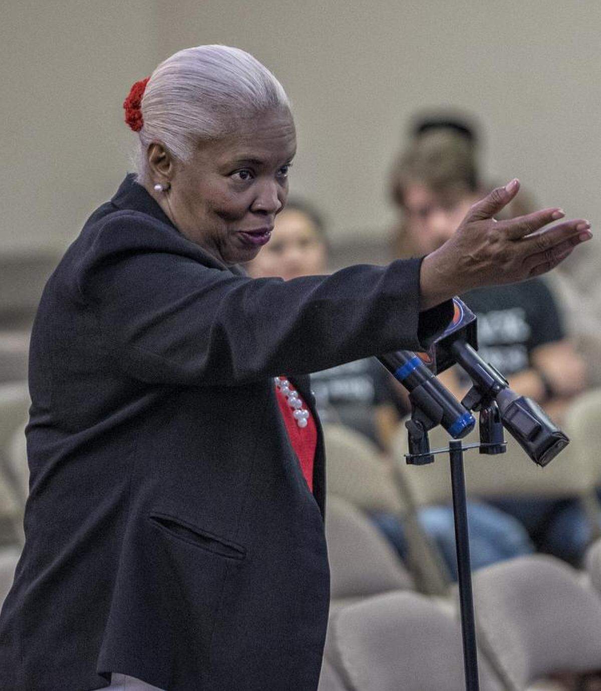 Mecklenburg commissioner Ella Scarborough speaks at a meeting.