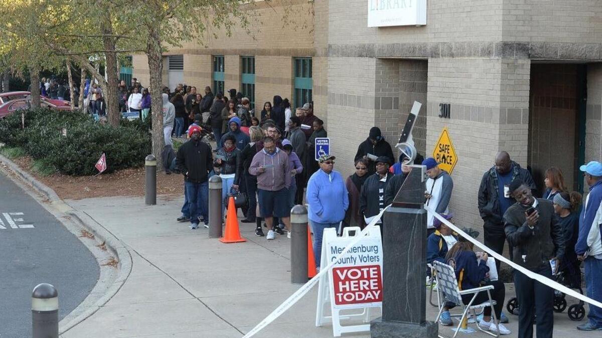 Mecklenburg early voters were in long lines at University City Regional Library.
