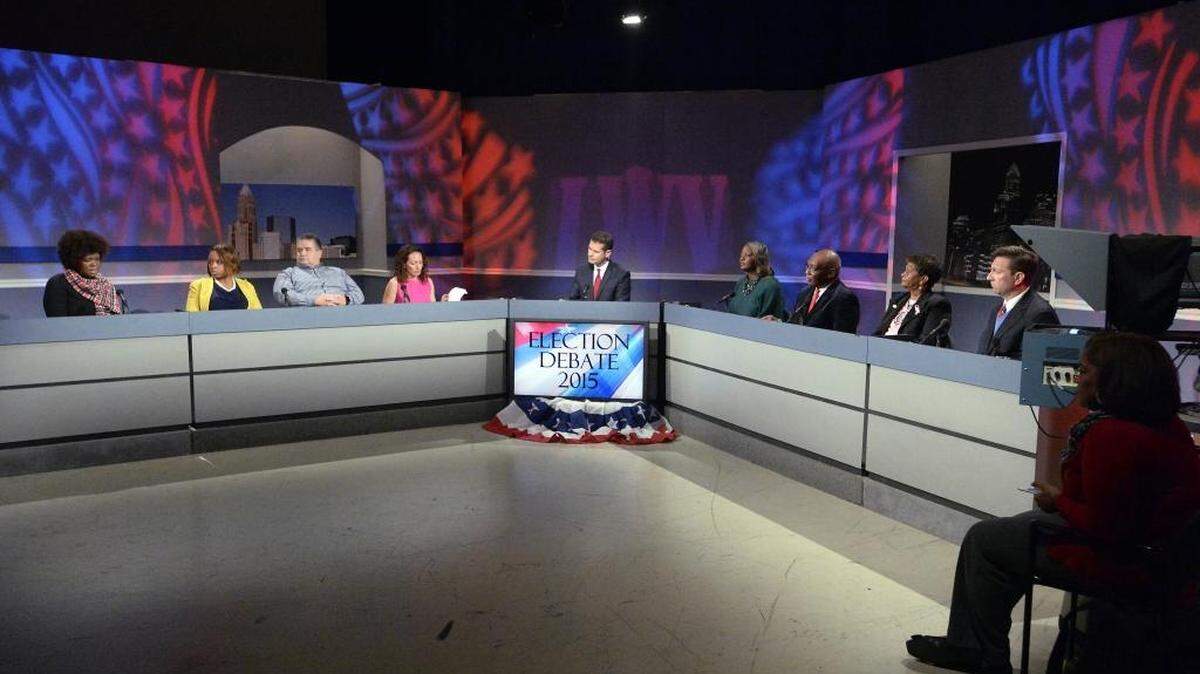 Mecklenburg County Board of Education at-large candidates participate in the League of Women Voters/WTVI at WTVI studios on Tuesday, October 27, 2015.