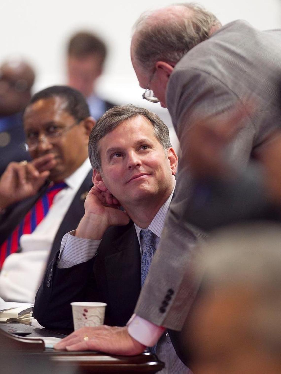 Then-Sen. Josh Stein listens to debate in the state Senate on Wednesday, May 28, 2014 in Raleigh.