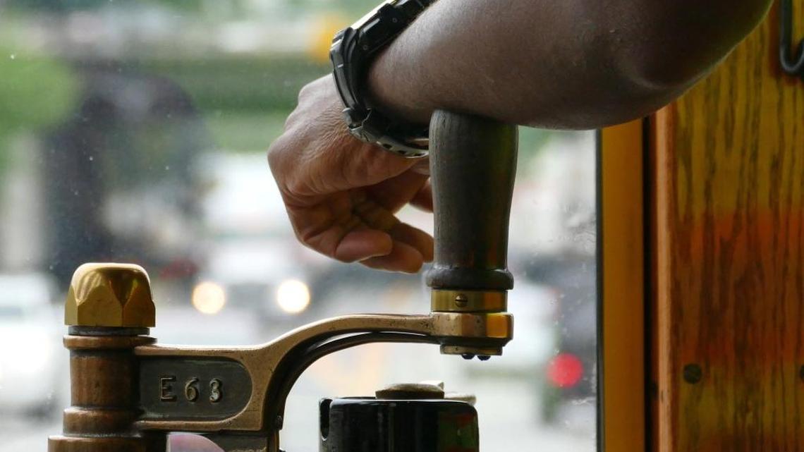A Gold Line streetcar driver keeps a hand on the throttle as he travels along Elizabeth Avenue, Thursday, June 22, 2017. As the Charlotte Area Transit System builds the second phase of the line, the city must close the Hawthorne Lane bridge over Independence Boulevard for 20 months.