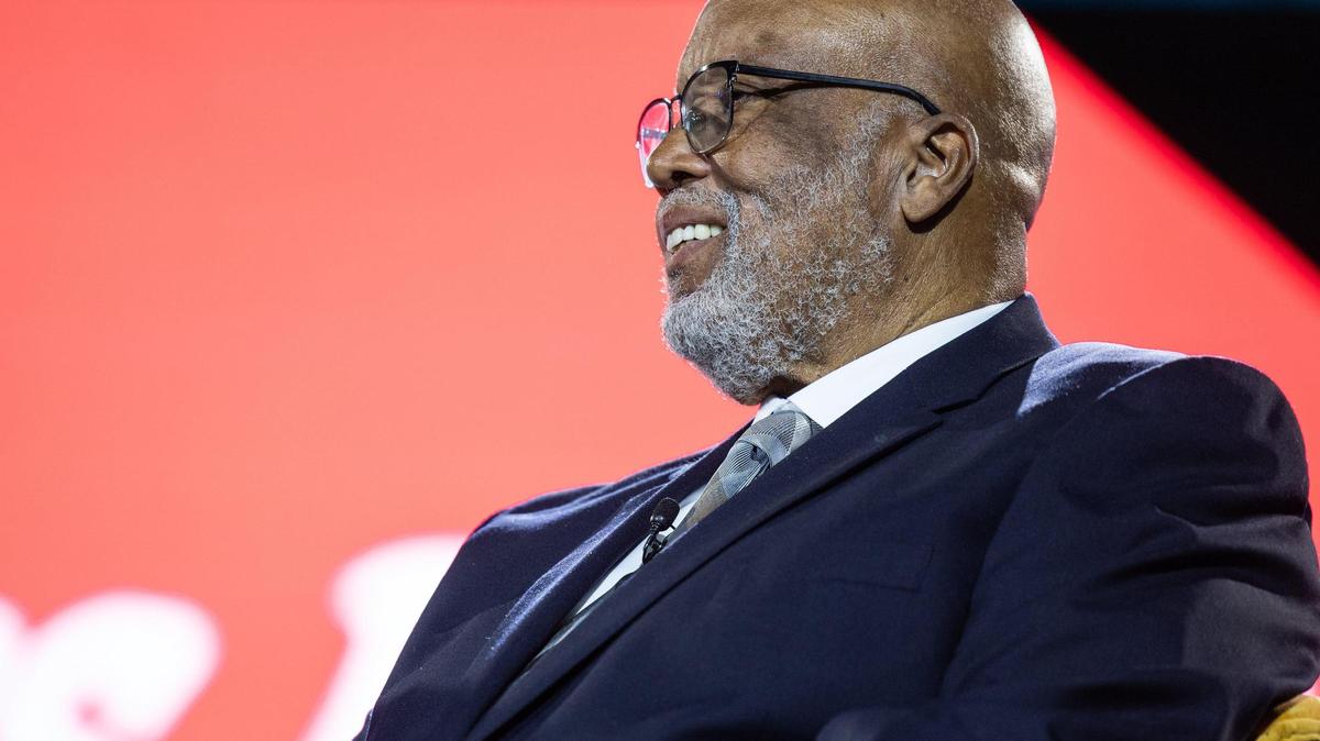 January 6 Committee Rep. Bennie Thompson speaks during the “Crisis Point: Defending Democracy and Civil Rights in a Volatile Political Climate” panel discussion at the 116th NAACP National Convention at the Charlotte Convention Center in Charlotte, N.C., on Monday, July 14, 2025.