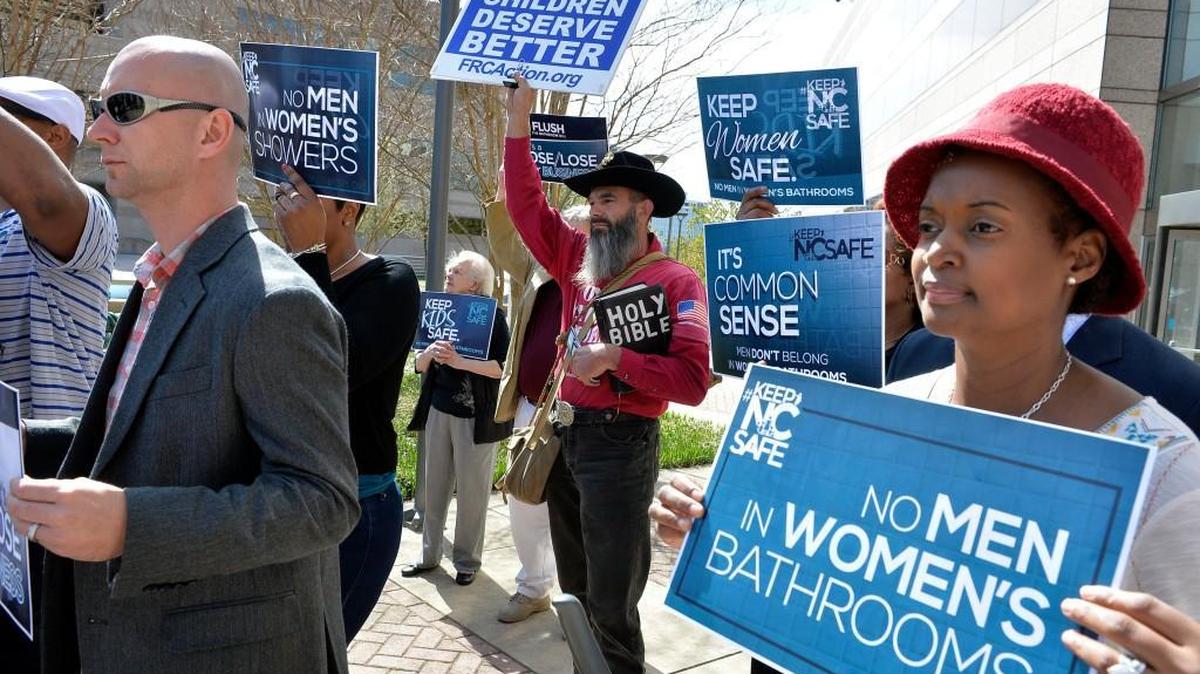 In a rally outside of the Charlotte Mecklenburg Government Center over 60 opponents of Charlotte's expanded nondiscrimination ordinance Friday, March 18, 2016, implored Gov. Pat McCrory and the General Assembly to call a special session to repeal all or part of new legal protections for gay, lesbian, bisexual and transgender individuals.