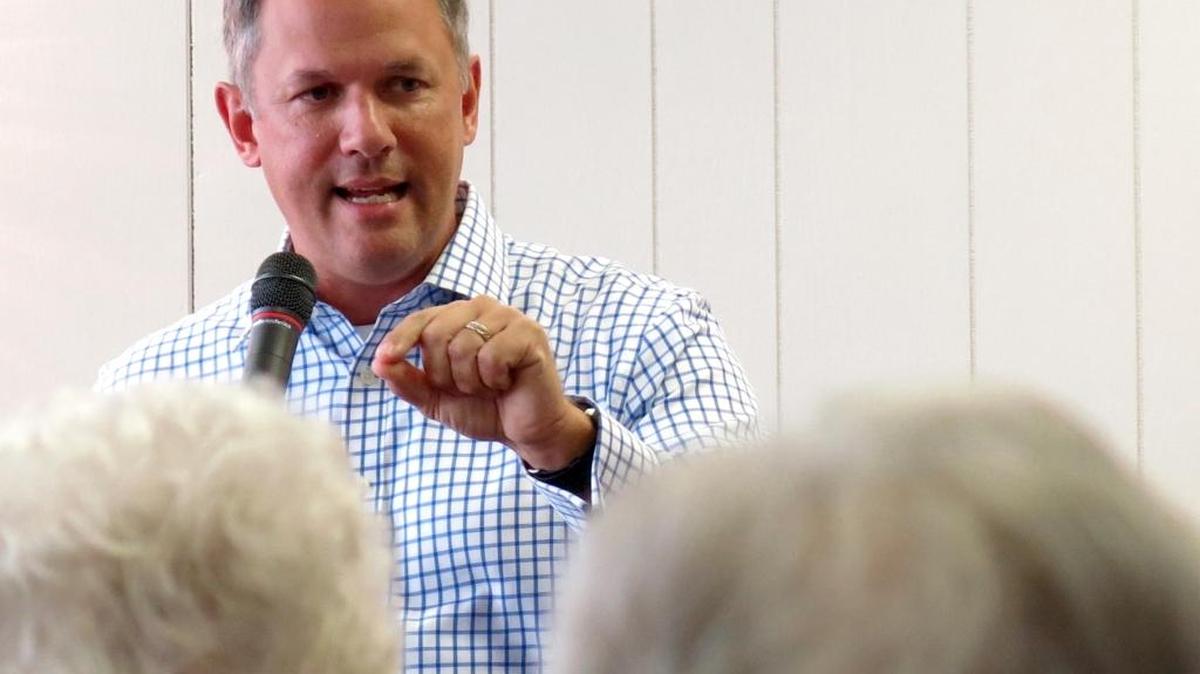 Lt. Gov. Dan Forest speaks during a stop on the campaign trail.