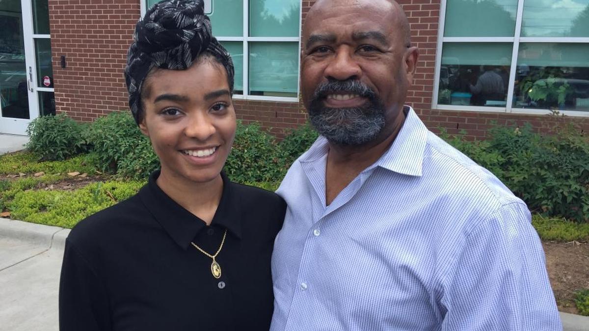Anthony Lindsey and his daughter, Simone, cast their votes early. For 19-year-old Simone Lindsay, it was her first time.
