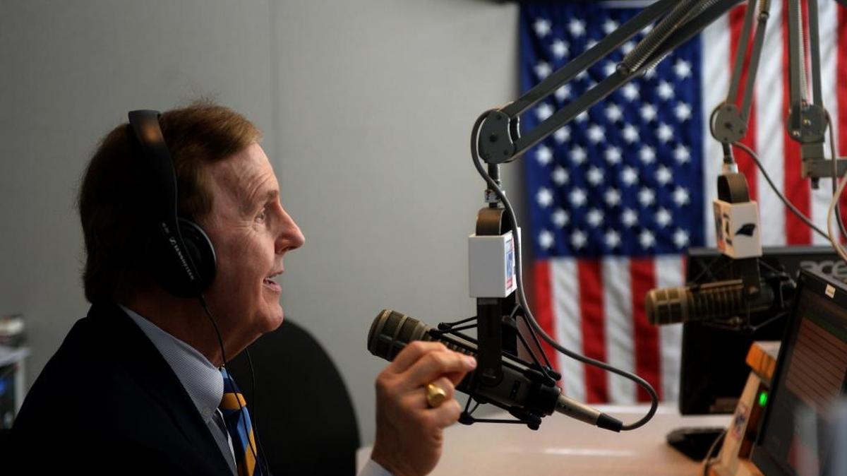 U.S. Rep. Robert Pittenger holds a town hall on the WBT radio morning show with Scott Fitzgerald last month.