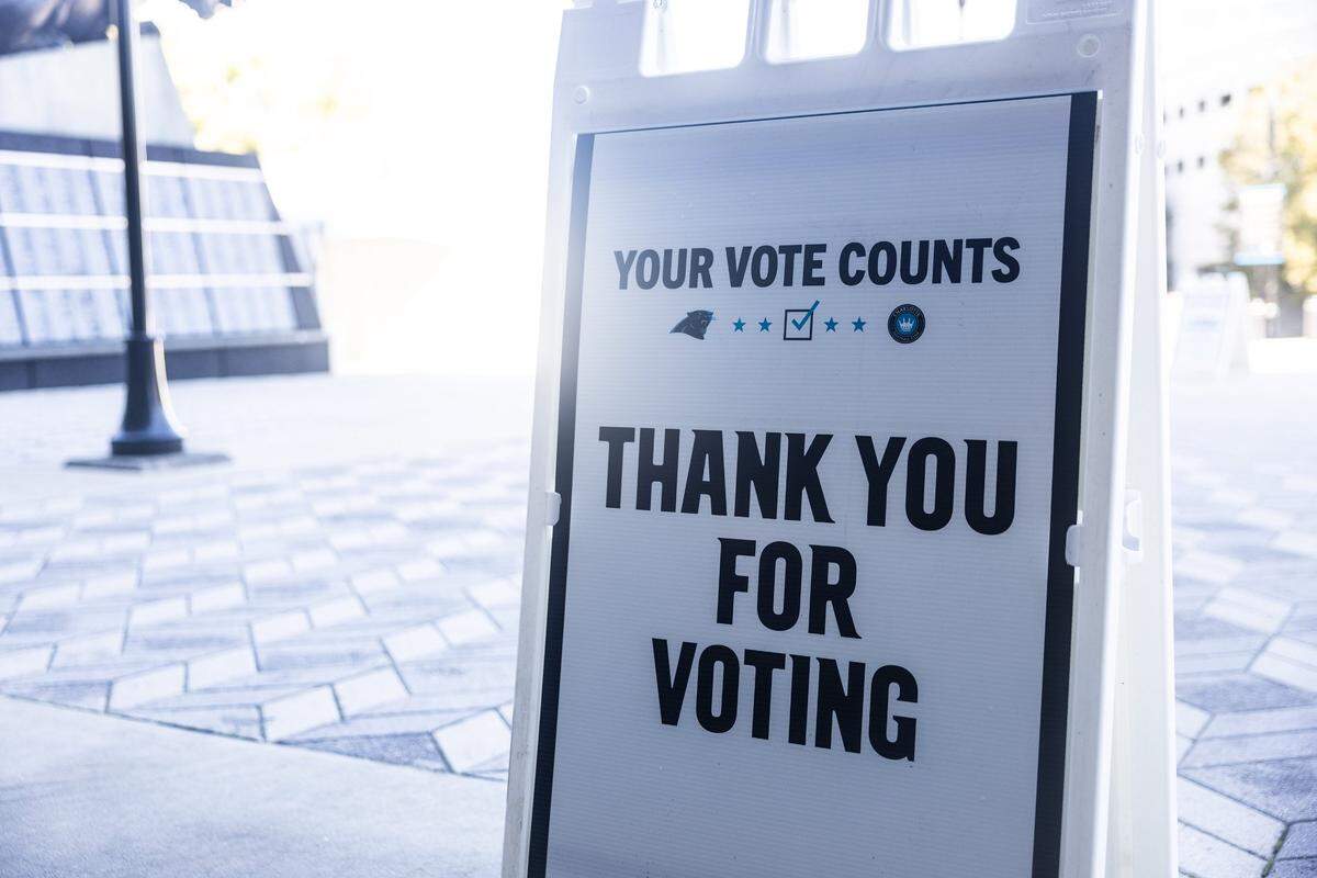 Early voting at the Bank of America Stadium in Charlotte, N.C., on Tuesday, November 1, 2022.