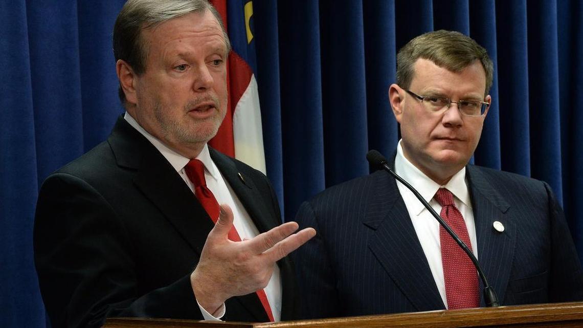 North Carolina Senate leader Phil Berger (left) and House Speaker Tim Moore