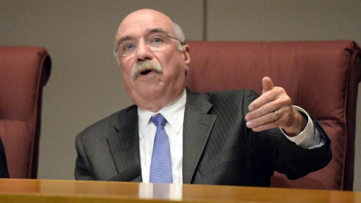 
Charlotte Mayor Dan Clodfelter speaks to the audience prior to public comment on a proposed non-discrimination ordinance during a meeting of the Charlotte City Council at the Charlotte Mecklenburg Government Center on Monday, March 2, 2015.
