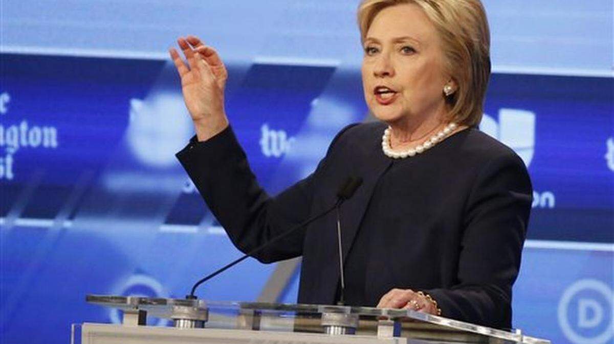 Democratic presidential candidate Hillary Clinton speaks at Wednesday’s Univision, Washington Post Democratic presidential debate.