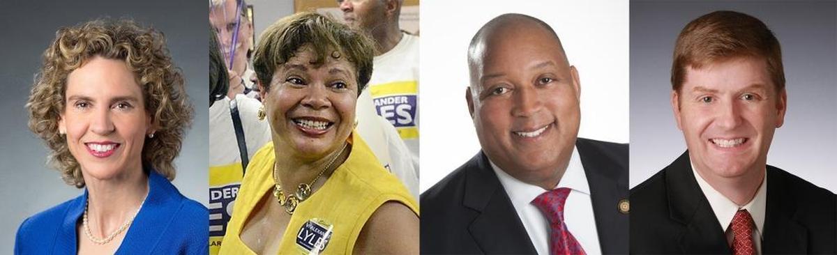Mayoral candidates from left Mayor Jennifer Roberts (D), Vi Lyles (D), Joel Ford (D) and Kenny Smith (R).