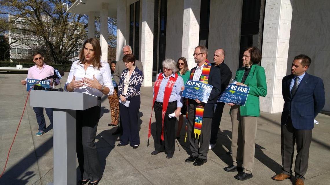 Erica Lachowitz, a transgender woman from Charlotte, asked legislators not to overturn the city’s new anti-discrimination ordinance Thursday in front of the N.C. General Assembly. “I don’t feel that I belong in a male restroom,” she said. “And I don’t think the men that I’m going to be going into the restroom with – or their wives for that matter – are going to want me in that restroom.”