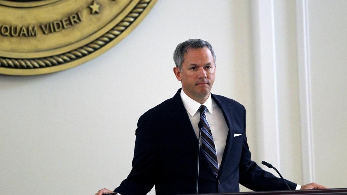 Lt. Gov. Dan Forest presides in the Senate chamber at the Legislative Building in Raleigh in 2016.