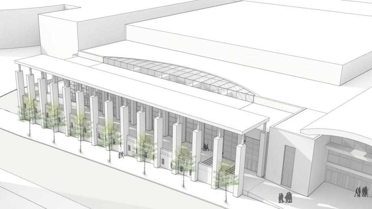This would be the Charlotte Convention Center’s new facade facing Martin Luther King Jr. Boulevard.