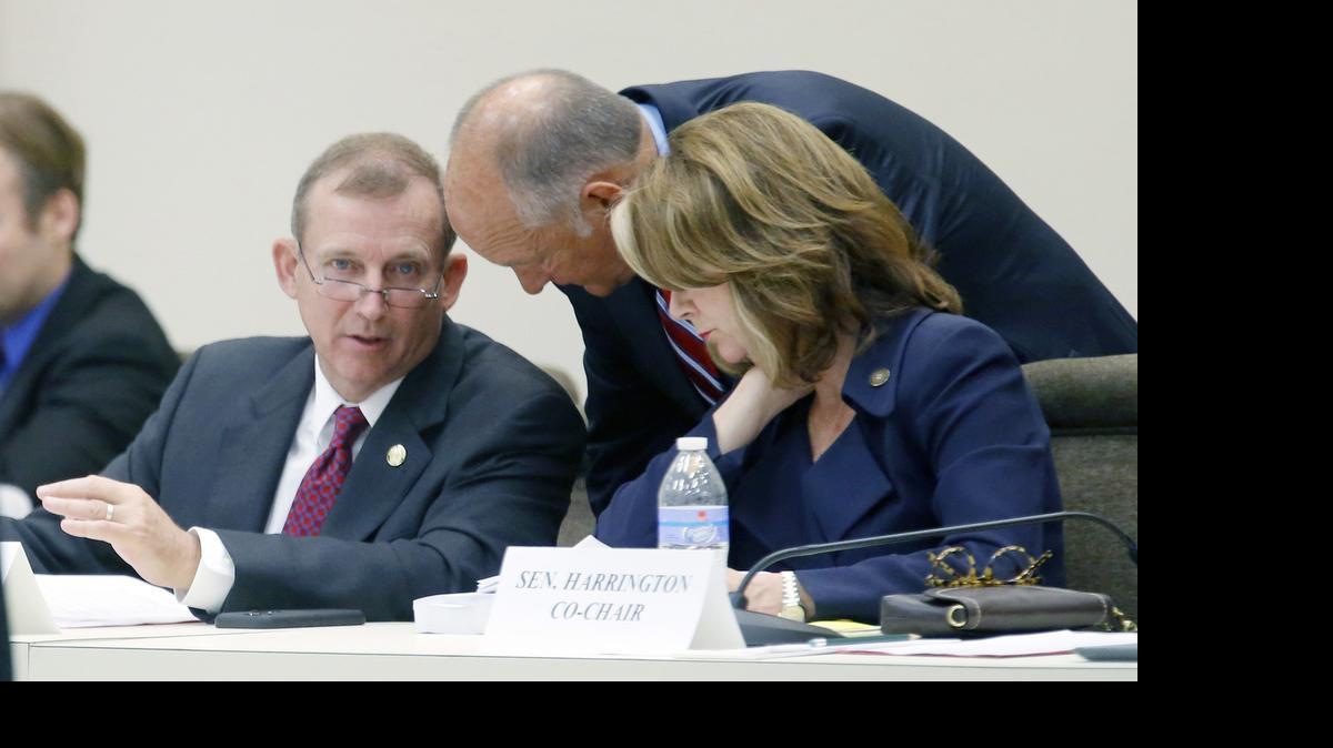 
Sen. Harry Brown, left, Sen. Brent Jackson, center, and Sen. Kathy Harrington – the Senate’s top budget writers – discuss the spending plan on June 16. With sharp differences between the House and Senate’s budget proposals, both chambers have passed a temporary budget agreement to keep state government running after June 30.

