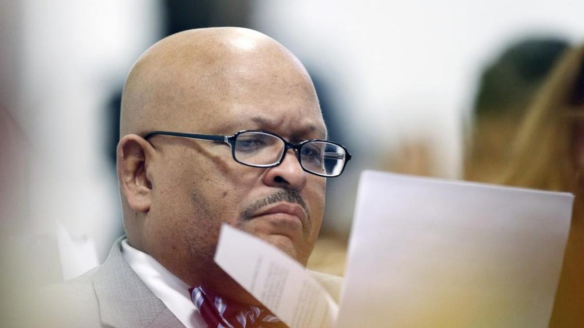 
Rep. Rodney Moore (D- District 99) reads some paperwork as a jobs incentives measure is discussed on the N.C. House floor at the General Assembly in Raleigh on Tuesday.
