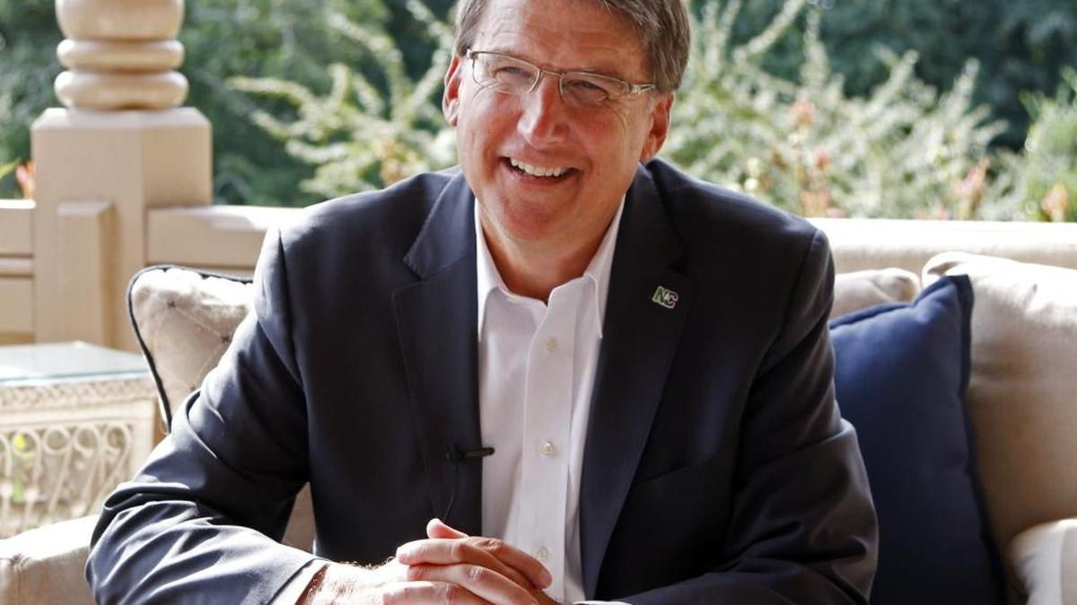 
Governor Pat McCrory answers budget bill questions on the porch of the NC Governor's Mansion Thursday, September 17, 2015. 
