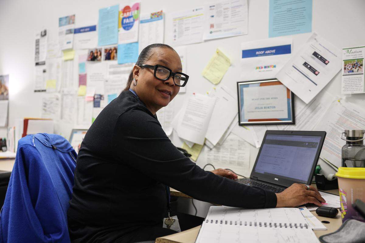 Julia Burton, Rapid Re-Housing Case Manager for Roof Above, works out of the Scattered-Site Housing Office off of Clanton Road.