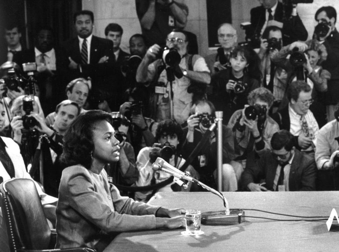 Anita Hill testifying before the Senate Judiciary Committee in 1991.