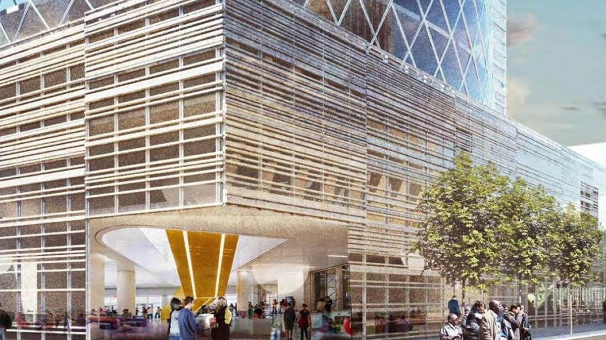 Rendering of a new vision for the Main Library uptown.