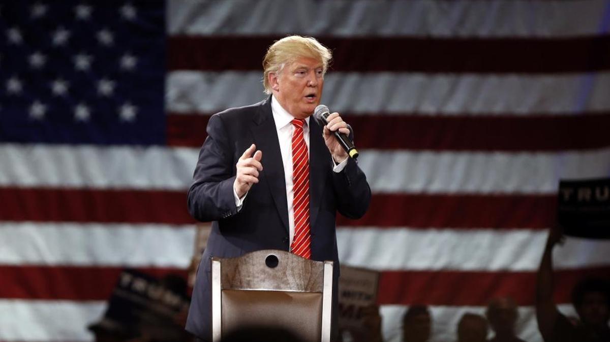 In this March 14, 2016, photo, Republican presidential candidate Donald Trump speaks at a campaign event in Tampa, Fla. North Carolina is a key battleground state in the presidential race and a must-win for Trump.