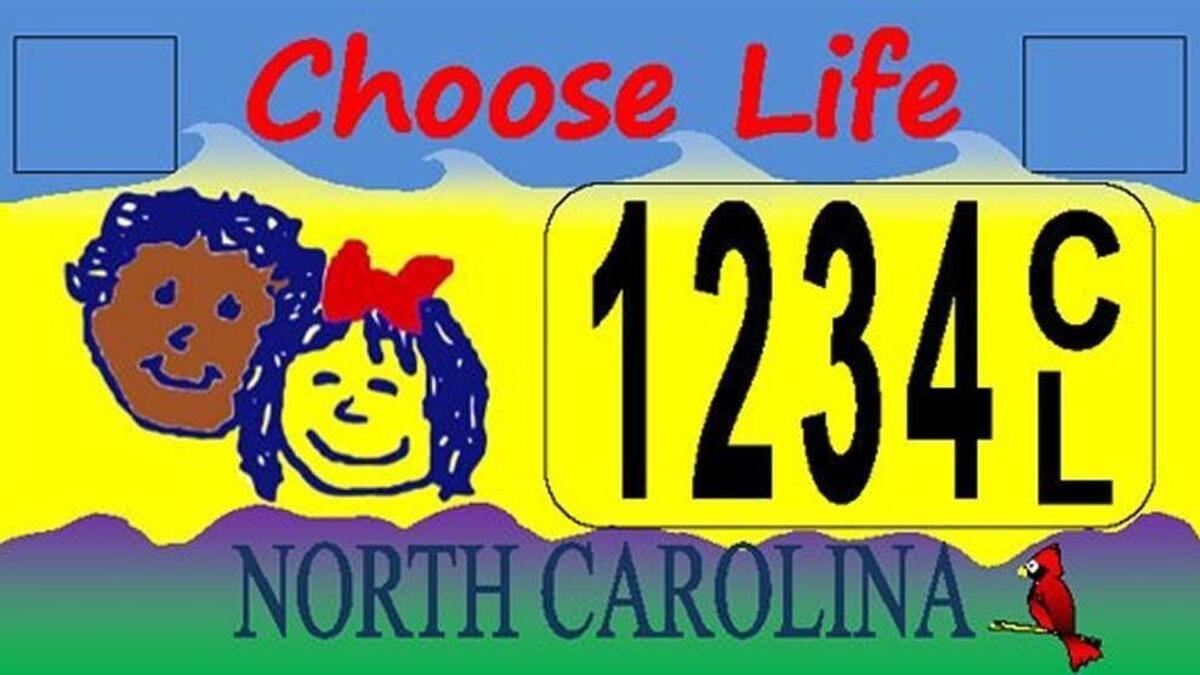 The "Choose Life" NC license plate
