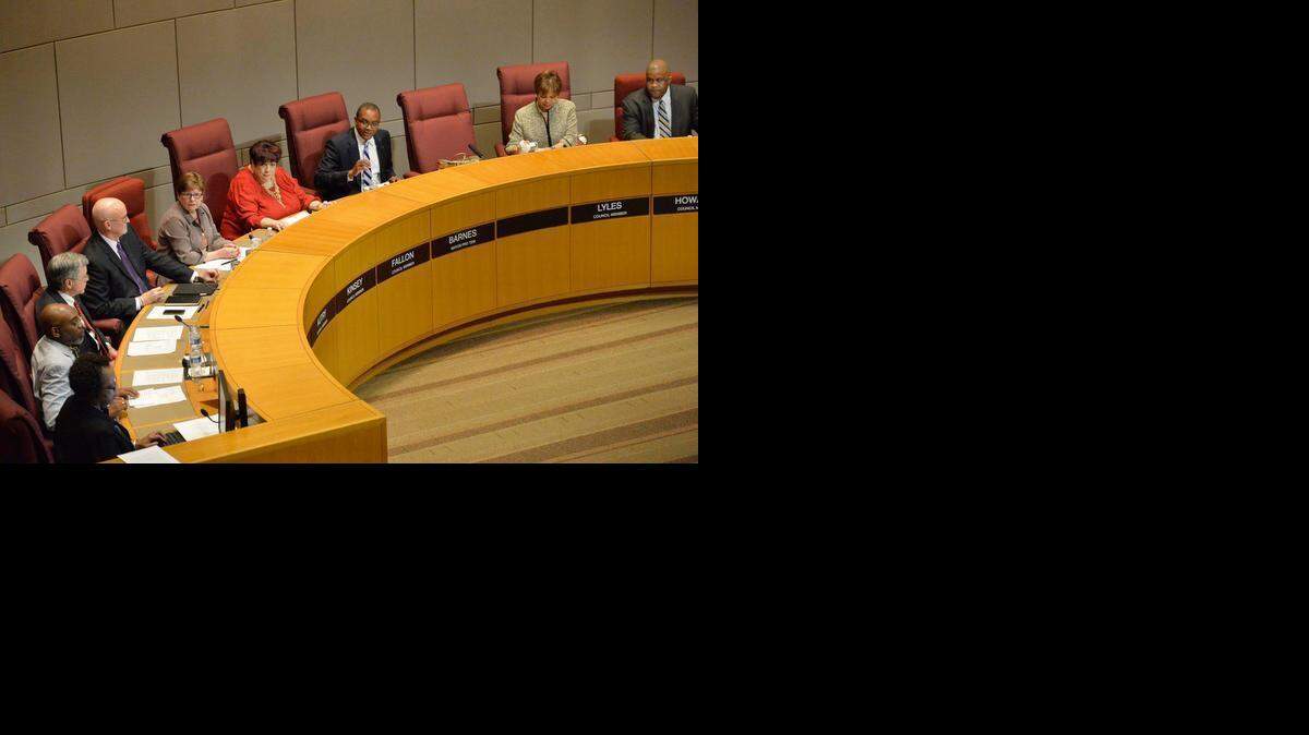 
Mayor Pro Tem Michael Barnes (center), speaks at a Charlotte City Council meeting. Proposed changes to Charlotte’s nondiscrimination ordinance appear headed to a close vote Monday night by City Council members deluged with phone calls and a staggering 39,000 emails.

