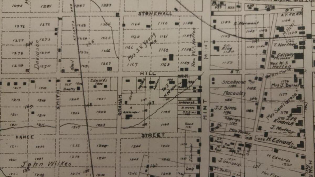 This Charlotte from 1877 shows three streets were renamed in 1869: Stonewall, Hill and Vance streets.