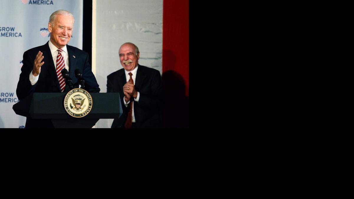 
Vice President Joe Biden gets a big laugh from Charlotte Mayor Dan Clodfelter during Biden’s visit to Charlotte on Thursday. The vice president came to town with Transportation Secretary Anthony Foxx to discuss the importance of investing in America’s infrastructure. 



