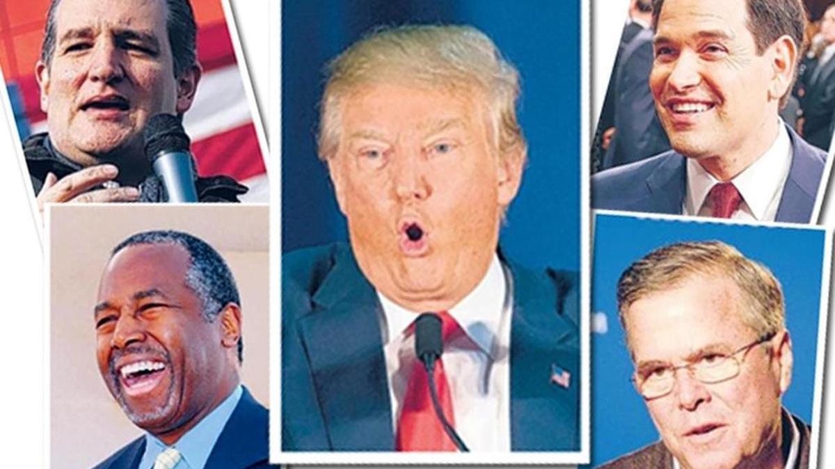 (Clockwise from top left) Ted Cruz, Donald Trump, Marco Rubio, Jeb Bush and Ben Carson