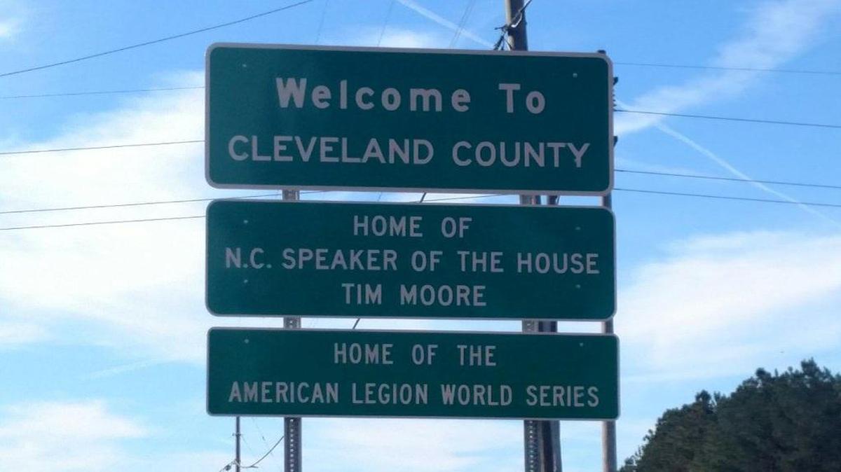 House Speaker Tim Moore tweeted this photo of a new welcome sign in his home of Cleveland County.