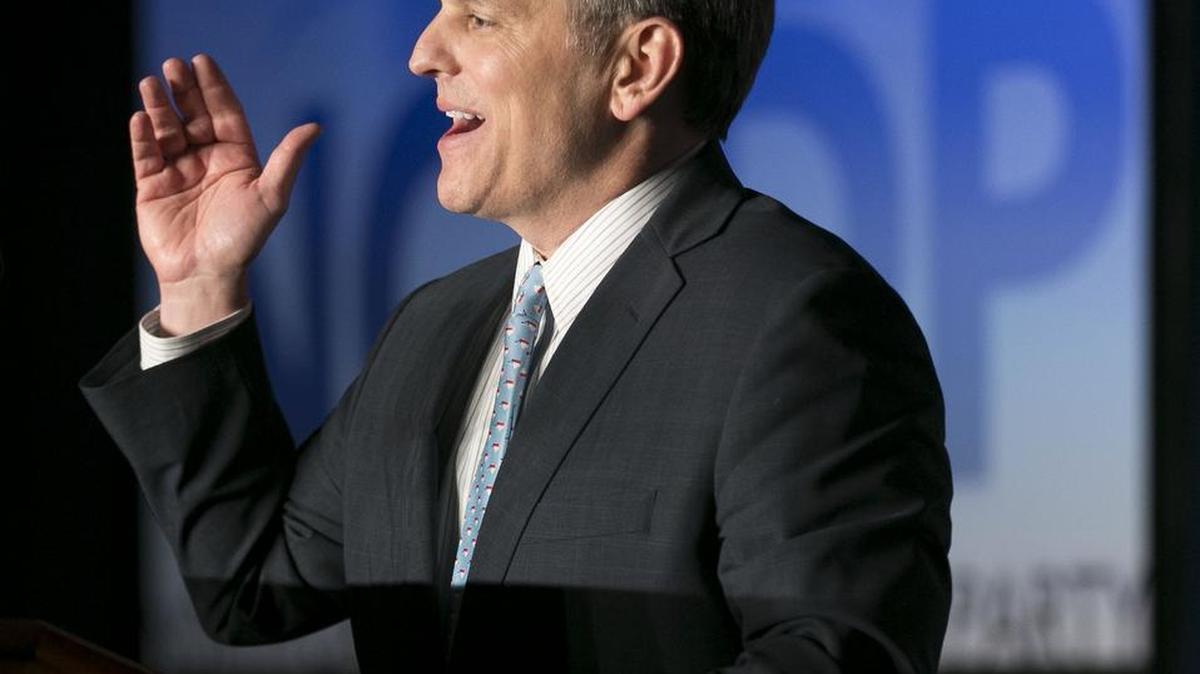Josh Stein greets supporters after winning the North Carolina Attorney General’s race at the Raleigh Marriott City Center in Raleigh, N.C., on Wednesday, November 9, 2016.