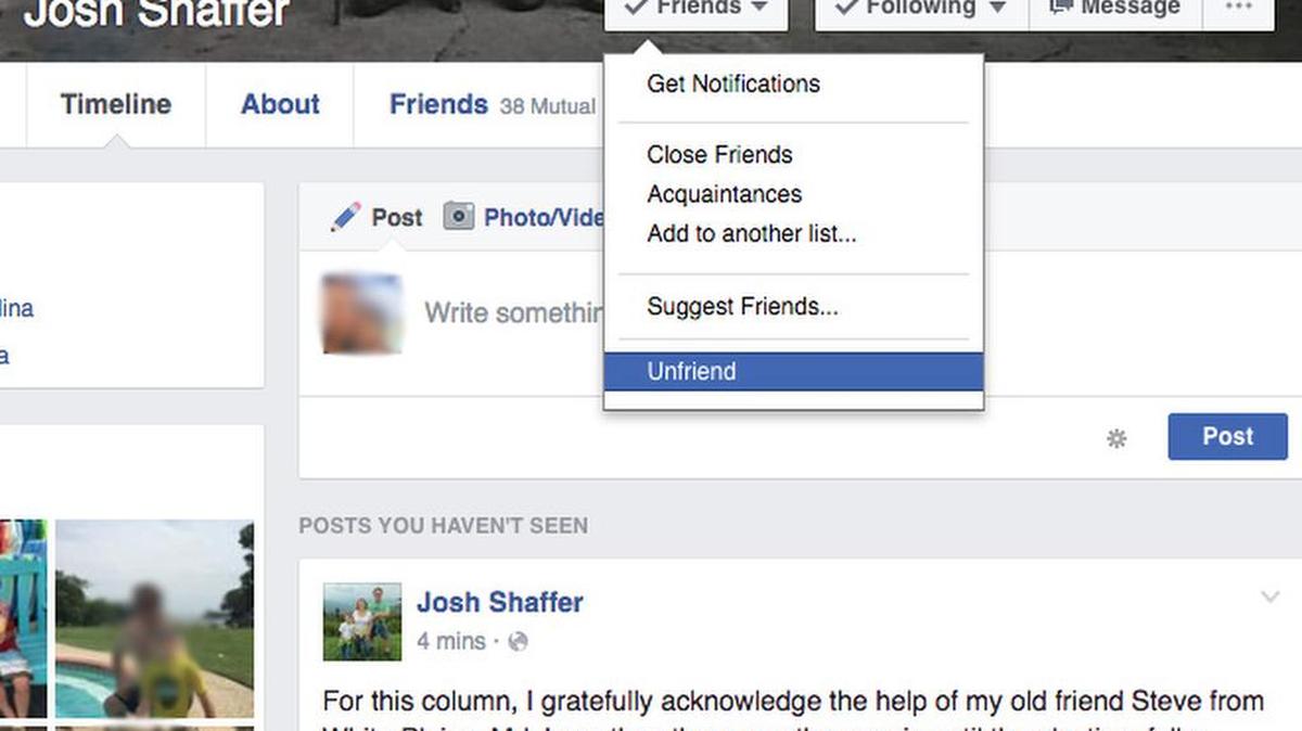 Unfriended on Facebook