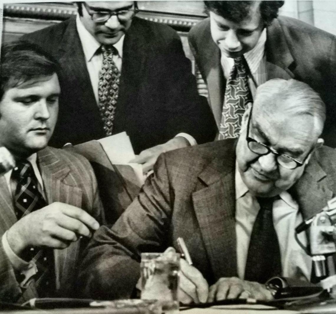 Rufus Edmisten (left) with Sen. Sam Ervin on the Watergate committee.