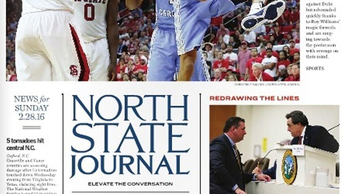 The front page of the North State Journal’s first issue.