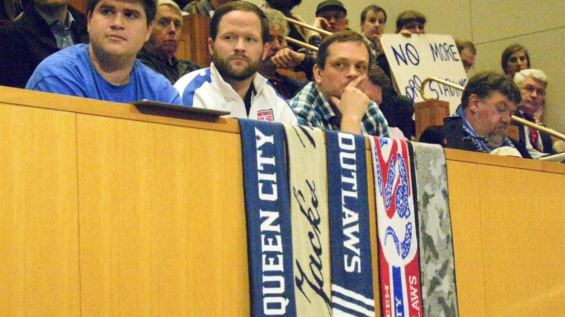 Major League Soccer officials are expected to visit Charlotte July 18 as the league considers whether to award the city an expansion team. This photo was taken at a hearing in January about the proposal for a new stadium.