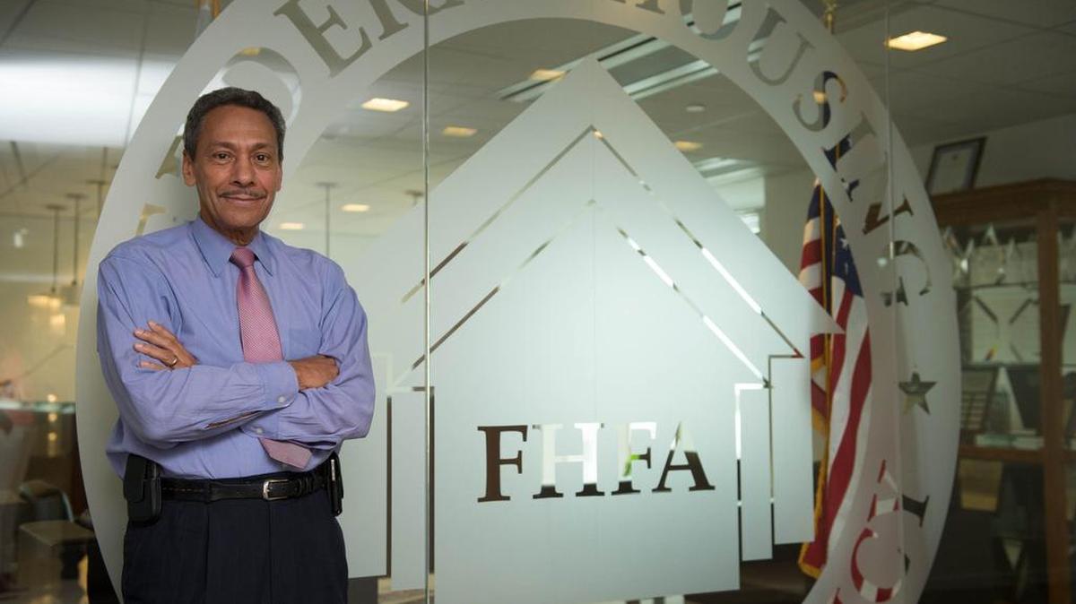 
Former Rep. Mel Watt poses for a photo outside his office at the Federal Housing Finance Agency (FHFA) headquarters. Watt never got a chance to say goodbye to Charlotte, the city he represented for more than two decades. He left amidst controversy over his selection to become Obama's top housing regulator.
