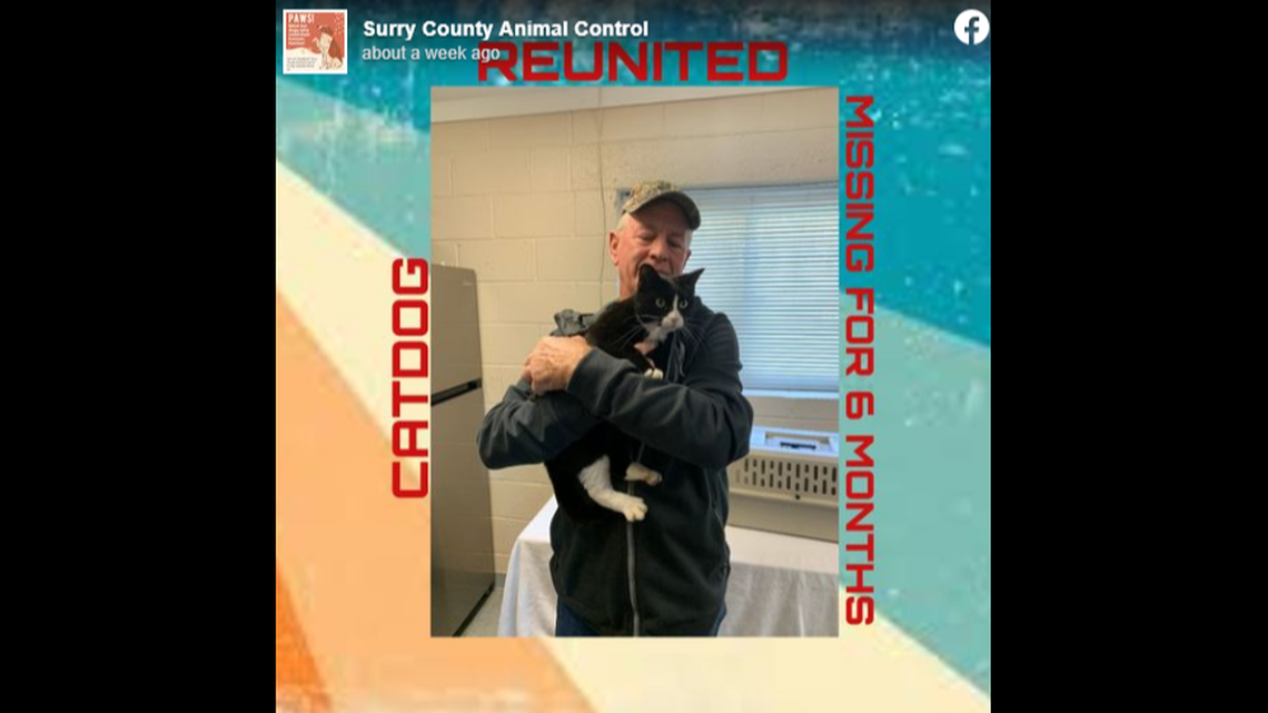 A pet owner reunited with his cat six months after she disappeared, North Carolina officials said.