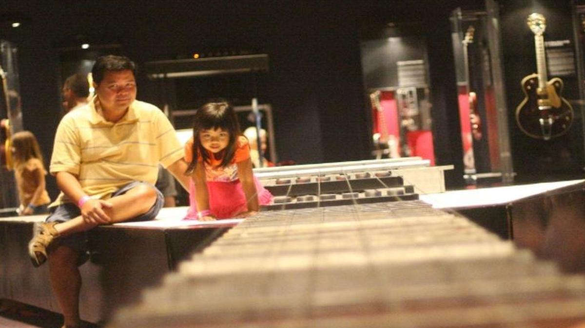 
One highlight of “Guitar: The Instrument That Rocked the World” is what’s billed as “the world’s largest playable guitar – a 2,255 pound, 16-foot wide and 43-foot long replica of a Gibson Flying V. The touring exhibit opens May 30.
