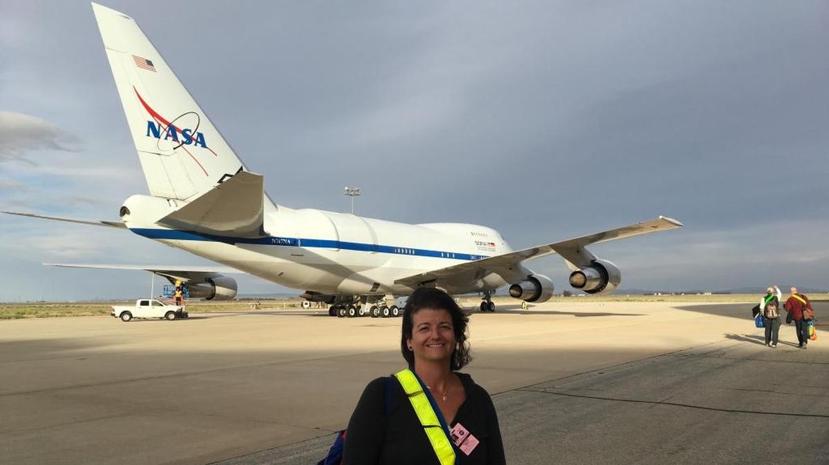 Rachel Smith with SOFIA: The aircraft took her on a roughly 10-hour flight into the stratosphere.