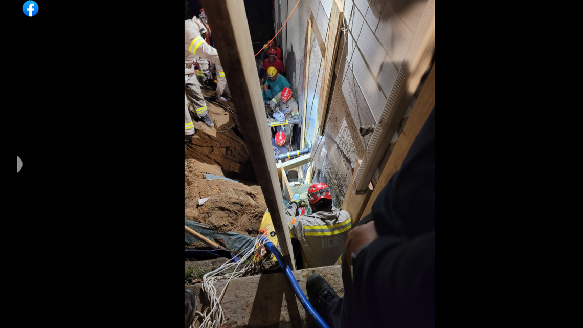 First responders raced to save a person trapped underground in North Carolina, pictures show.