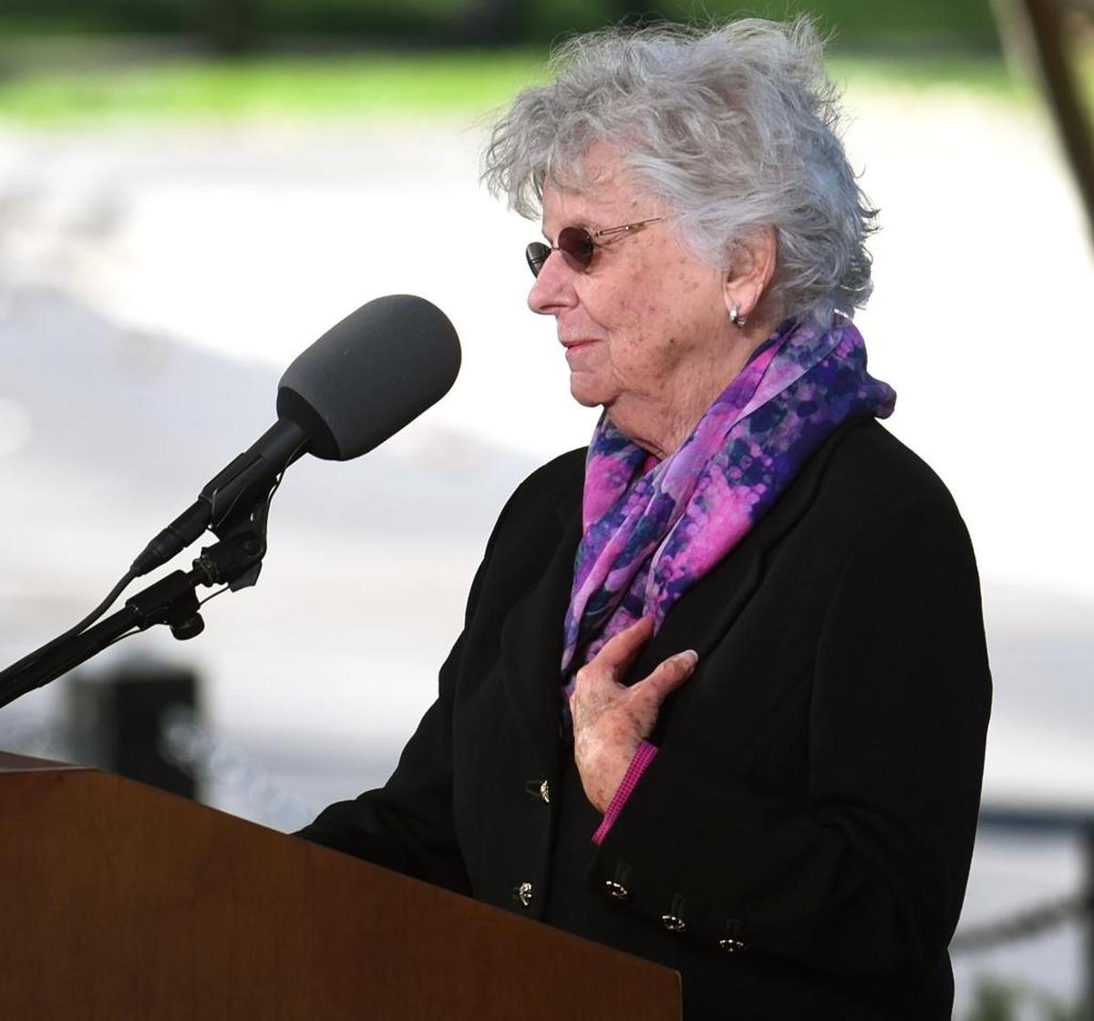Jean Graham Ford speaks at her brother Billy’s memorial service.