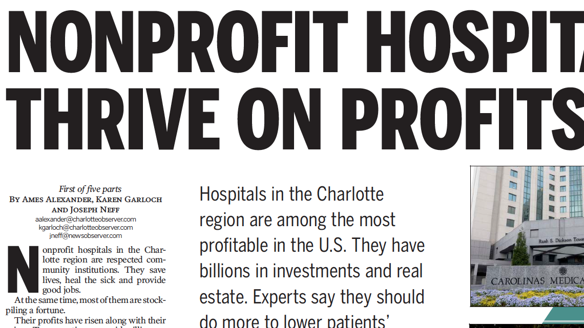 Prognosis: Profits - The Charlotte Observer's 2012 investigation into non-profit hospitals