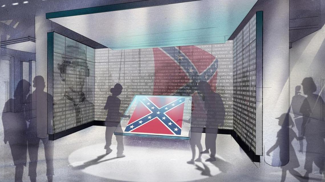 The proposed Confederate flag display and memorial to Confederate soldiers.